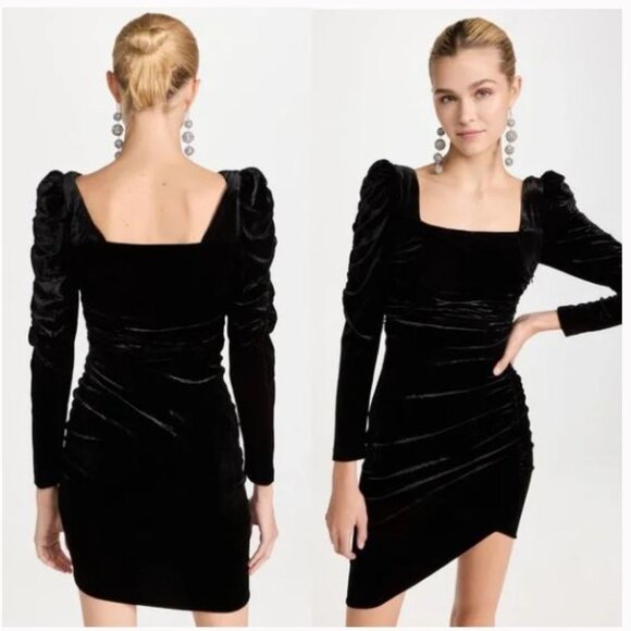 NWT Veronica Beard Velvet Black Toki Ruched Dress 0 $698 - Picture 1 of 9